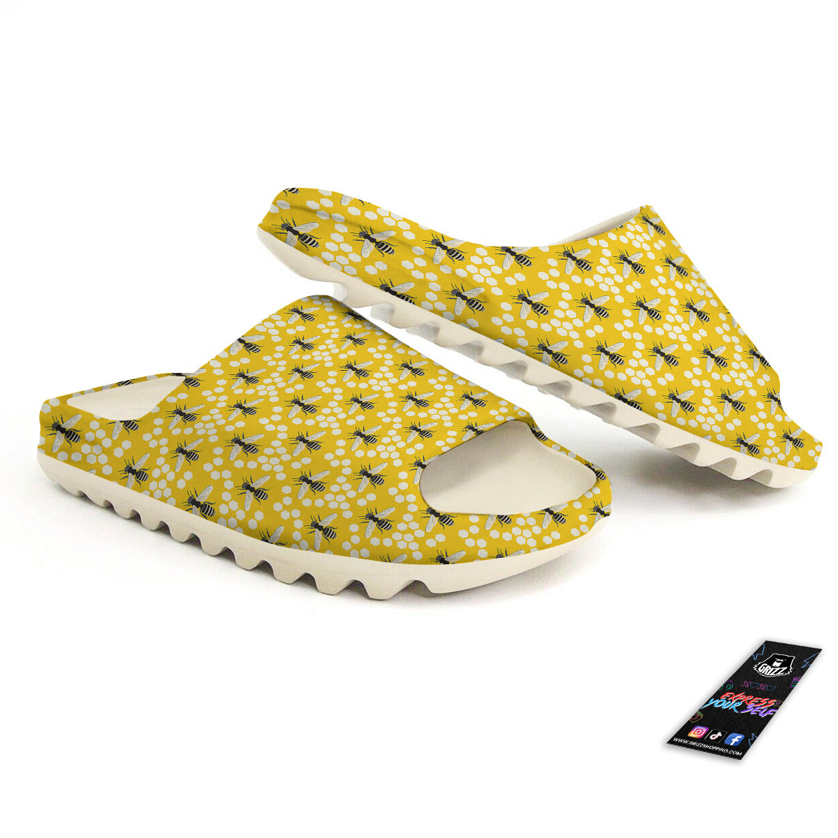 Honeycomb Bee Print Pattern Sandals-grizzshop