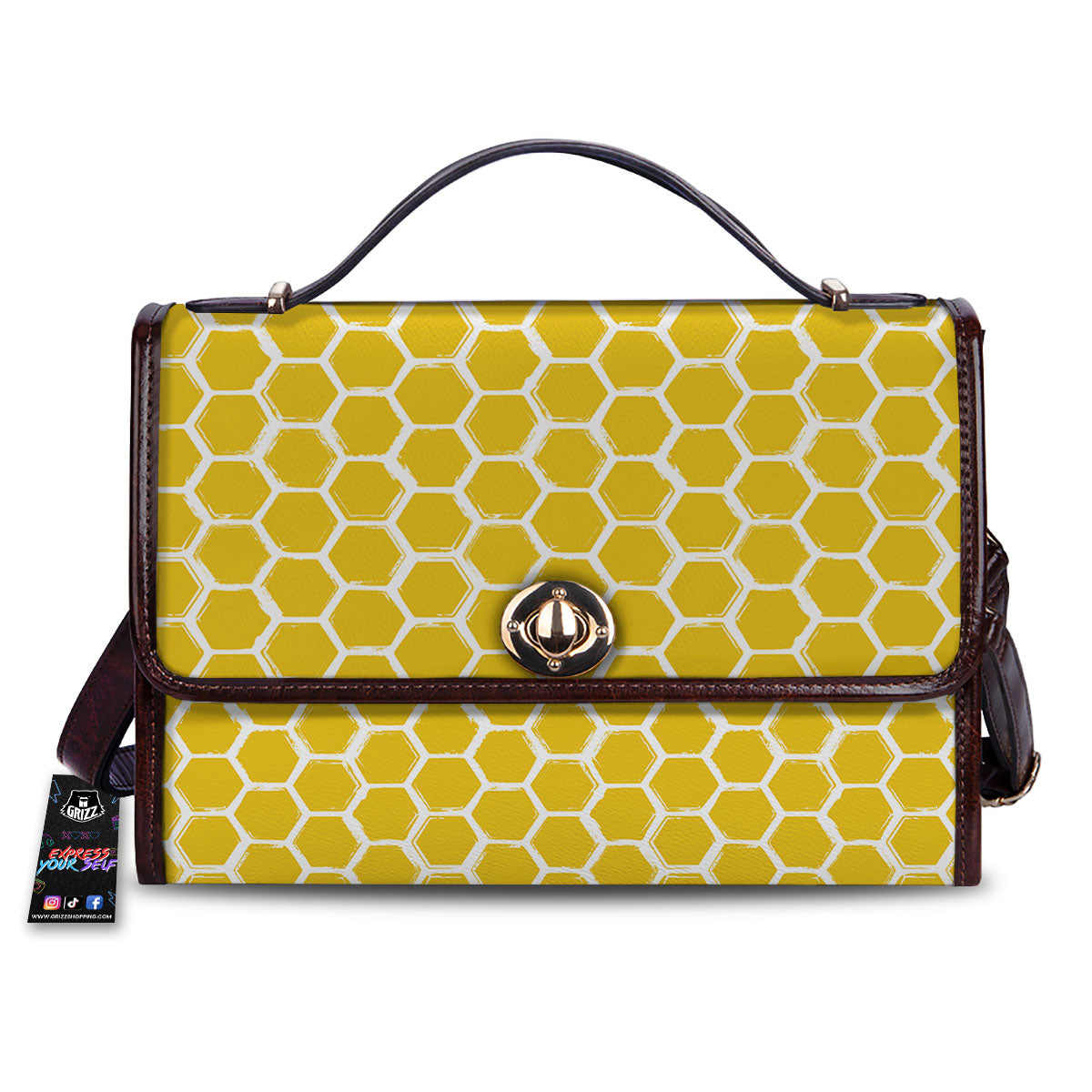 Honeycomb Print Pattern Women's Satchel Bag