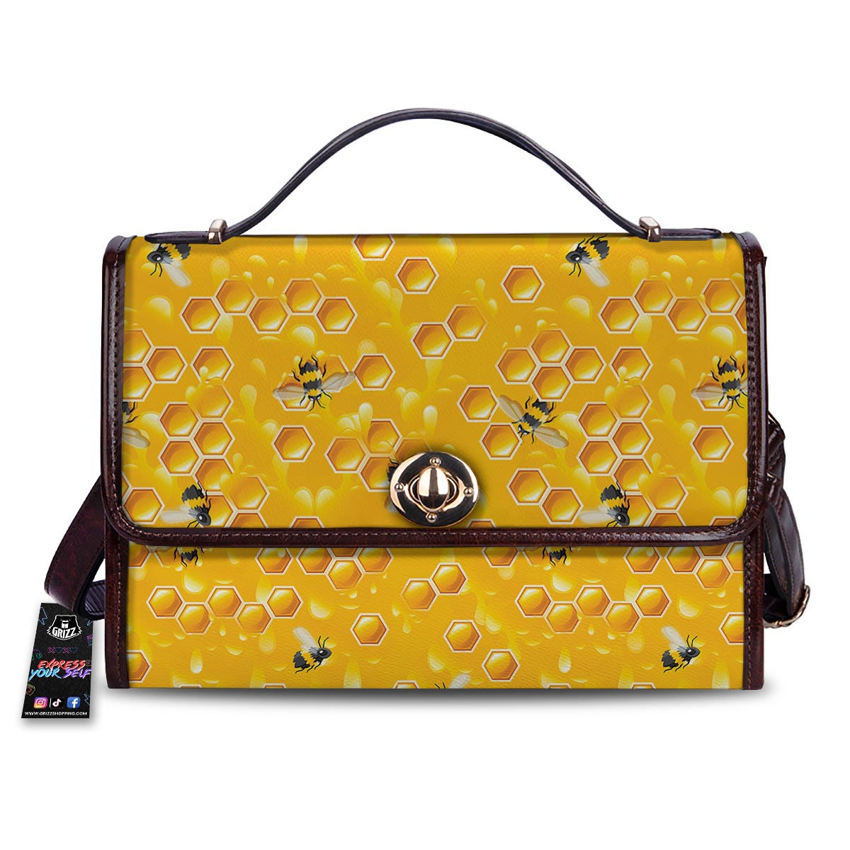 Honeycomb Sweet Honey Print Pattern Women's Satchel Bag