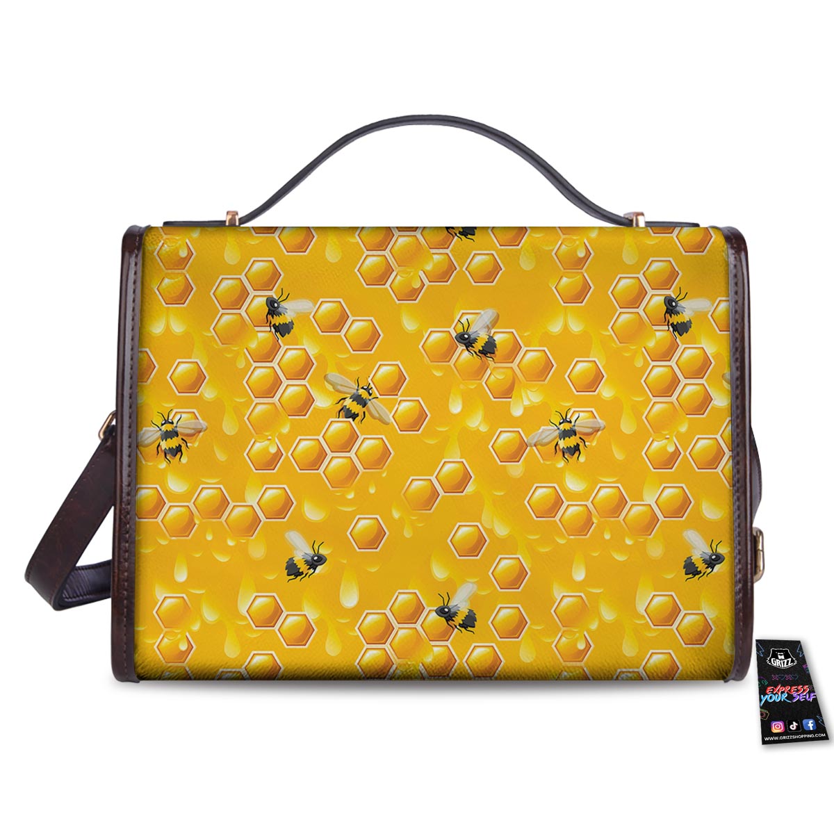 Honeycomb Sweet Honey Print Pattern Women's Satchel Bag