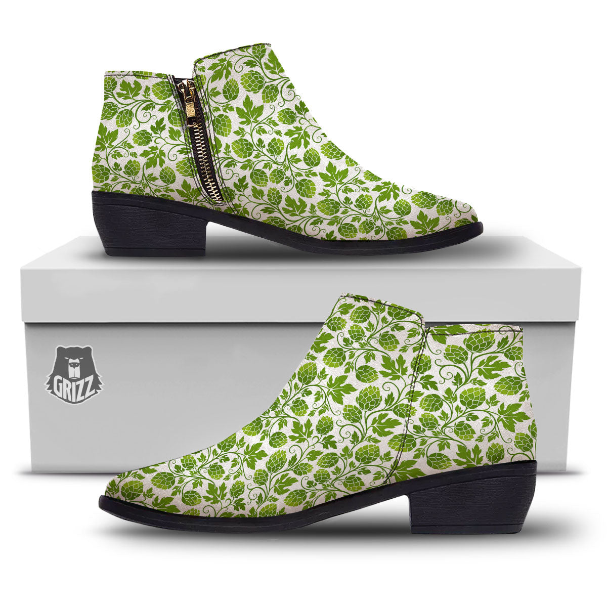 Hop Cone Cartoon Print Pattern Ankle Boots-grizzshop