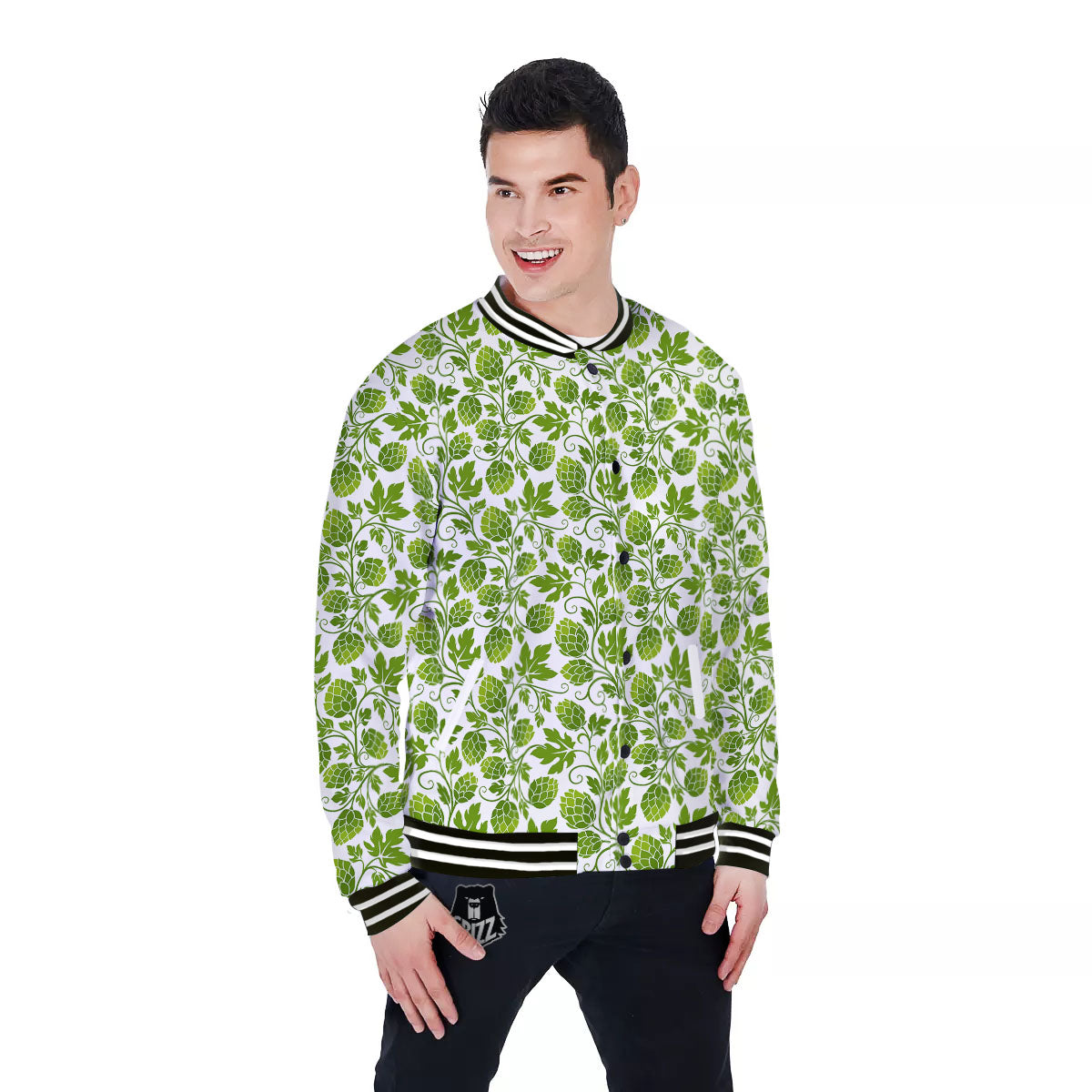Hop Cone Cartoon Print Pattern Baseball Jacket-grizzshop