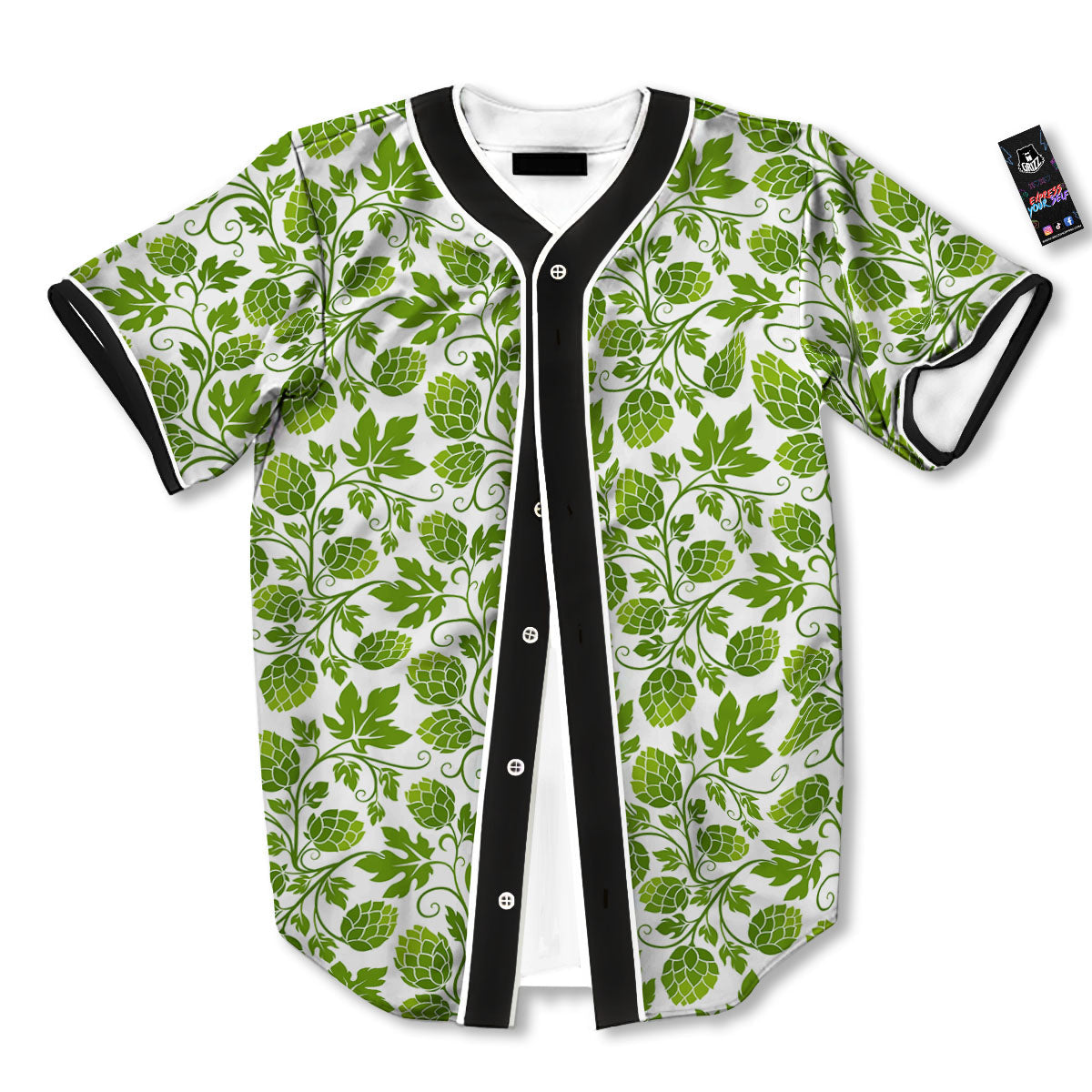 Hop Cone Cartoon Print Pattern Baseball Jersey-grizzshop