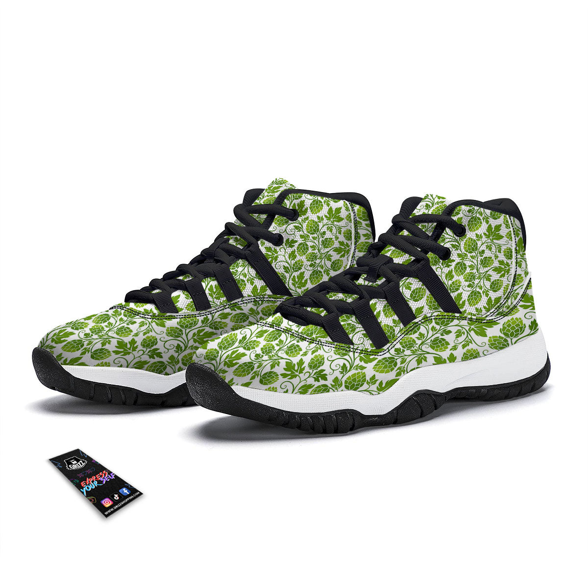 Hop Cone Cartoon Print Pattern Black Bball Shoes-grizzshop