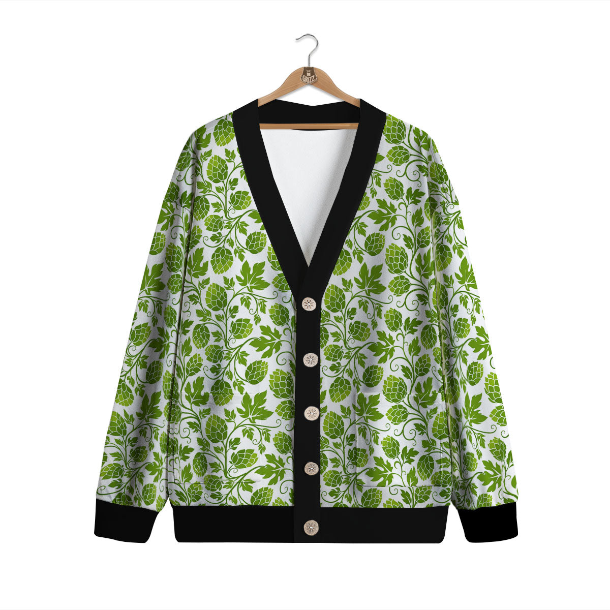 Hop Cone Cartoon Print Pattern Cardigan-grizzshop