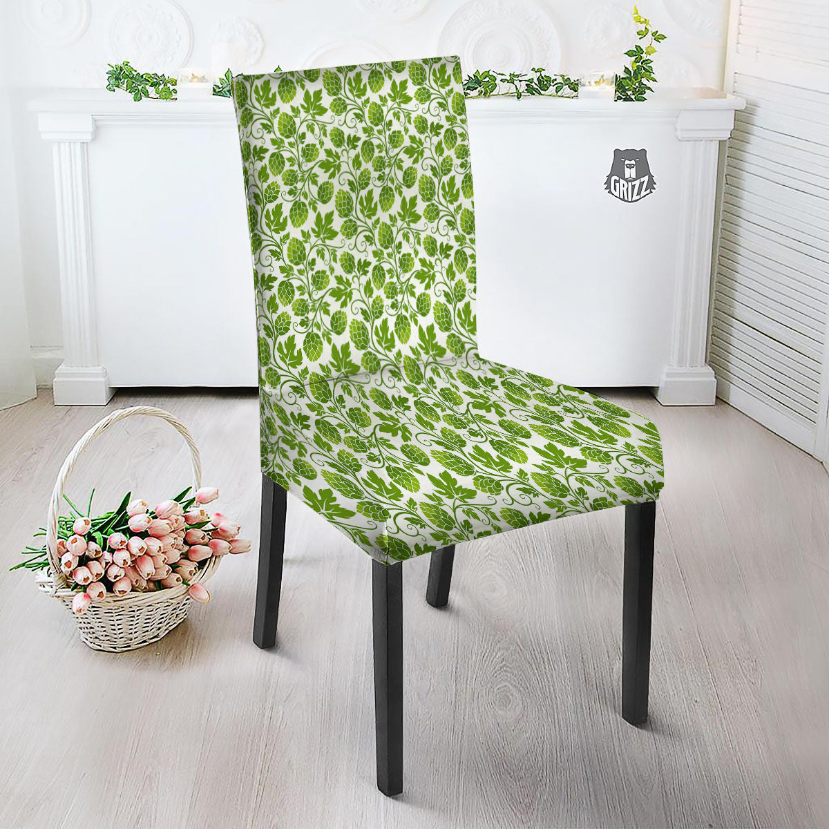 Hop Cone Cartoon Print Pattern Dining Chair Slipcover-grizzshop