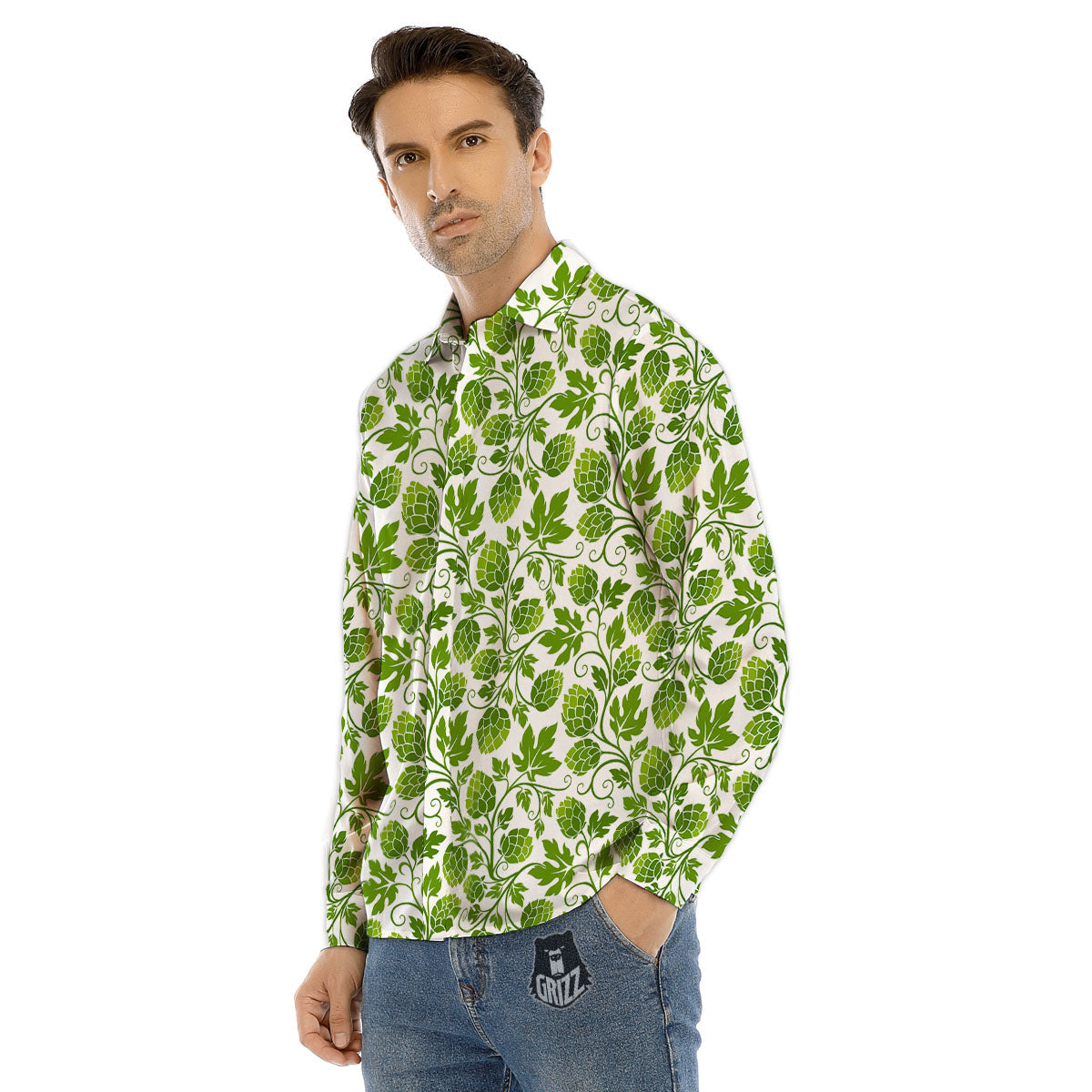 Hop Cone Cartoon Print Pattern Men's Dress Shirts-grizzshop
