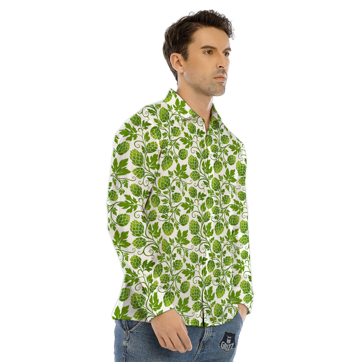 Hop Cone Cartoon Print Pattern Men's Dress Shirts-grizzshop