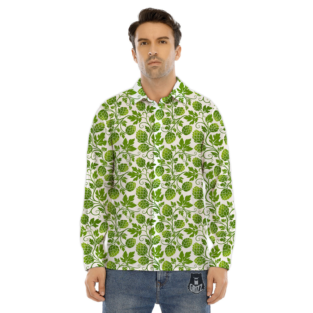 Hop Cone Cartoon Print Pattern Men's Dress Shirts-grizzshop