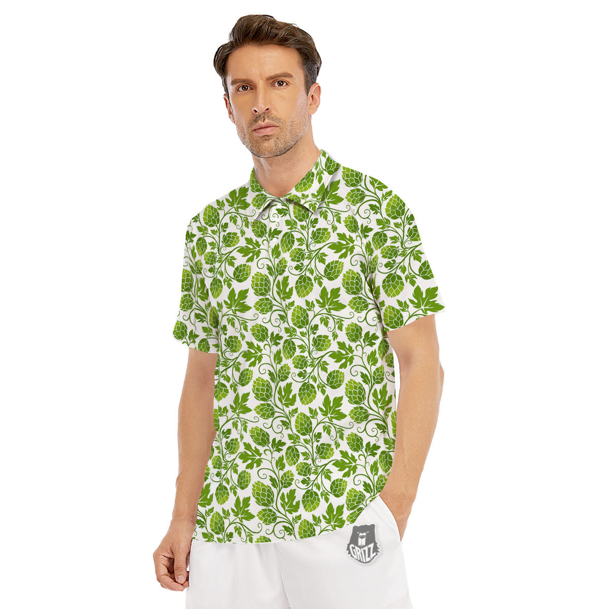 Hop Cone Cartoon Print Pattern Men's Golf Shirts-grizzshop