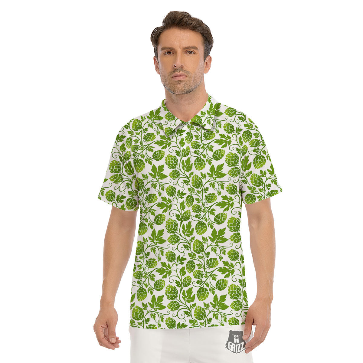 Hop Cone Cartoon Print Pattern Men's Golf Shirts-grizzshop