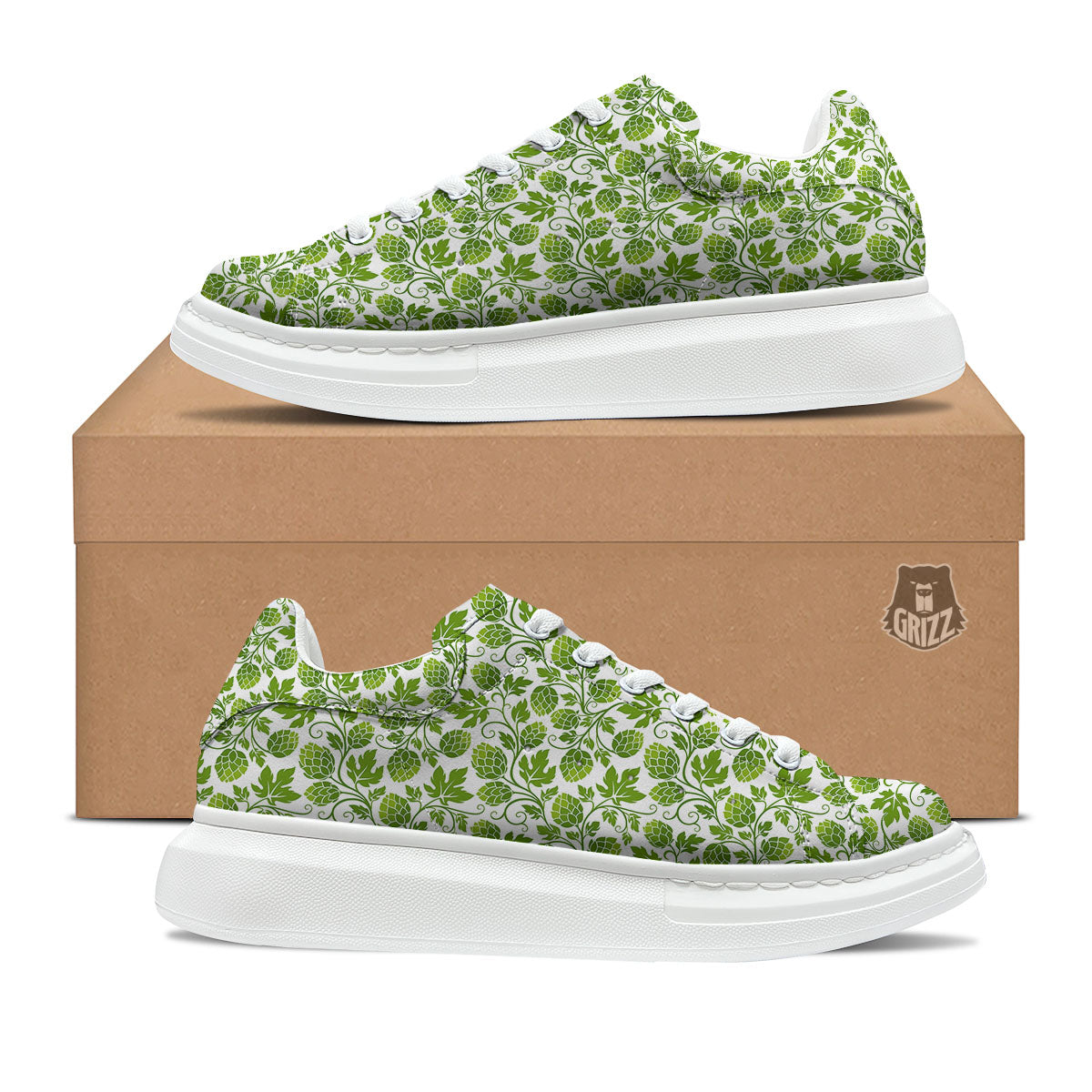 Hop Cone Cartoon Print Pattern Platform Shoes-grizzshop