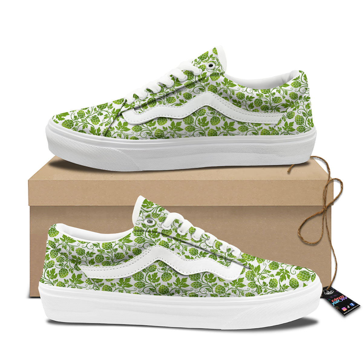 Hop Cone Cartoon Print Pattern Skate Shoes-grizzshop