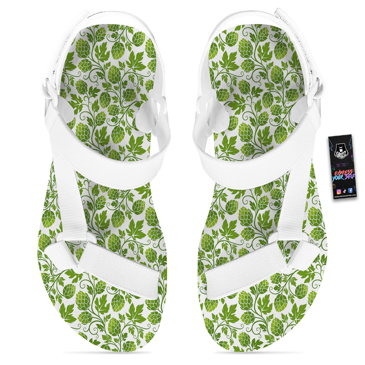 Hop Cone Cartoon Print Pattern White Open Toe Sandals-grizzshop