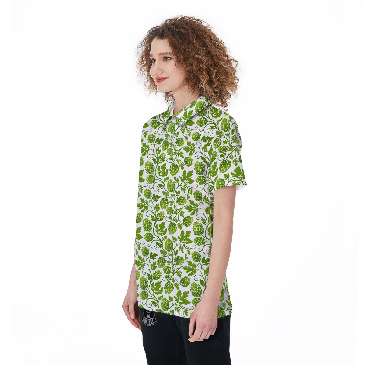 Hop Cone Cartoon Print Pattern Women's Golf Shirts-grizzshop