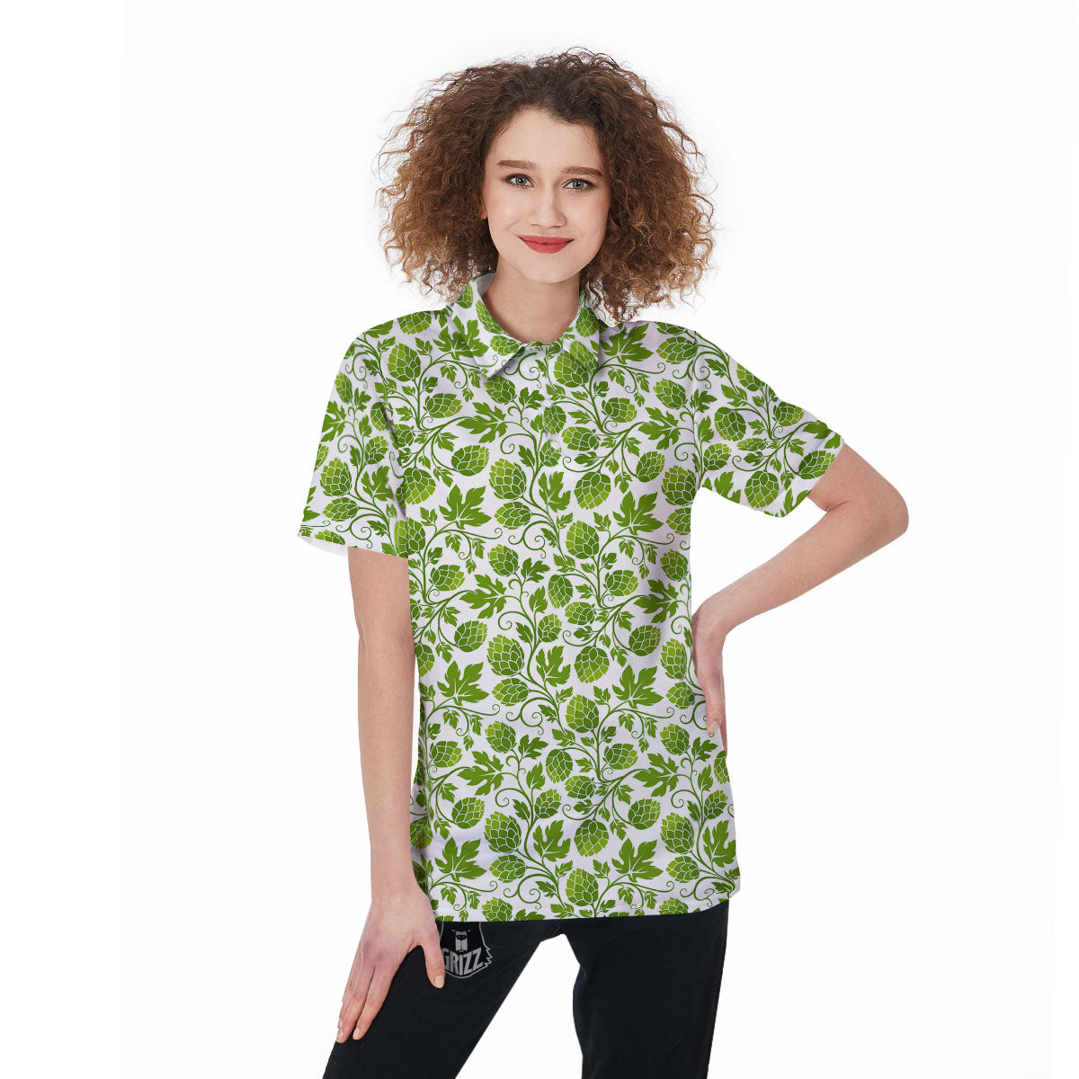 Hop Cone Cartoon Print Pattern Women's Golf Shirts-grizzshop