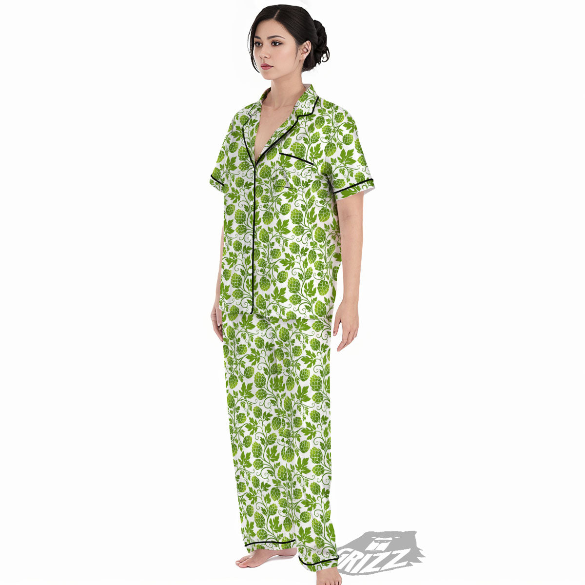 Hop Cone Cartoon Print Pattern Women's Pajamas Set-grizzshop