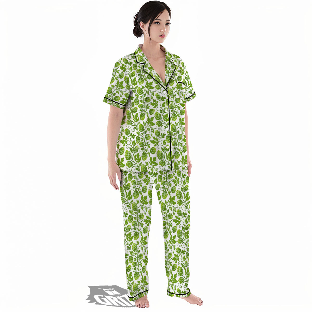 Hop Cone Cartoon Print Pattern Women's Pajamas Set-grizzshop