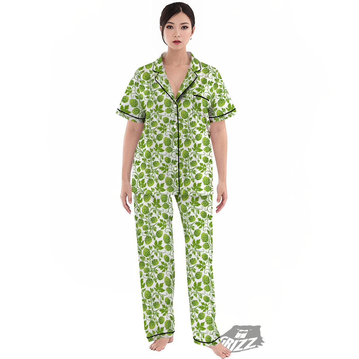 Hop Cone Cartoon Print Pattern Women's Pajamas Set-grizzshop
