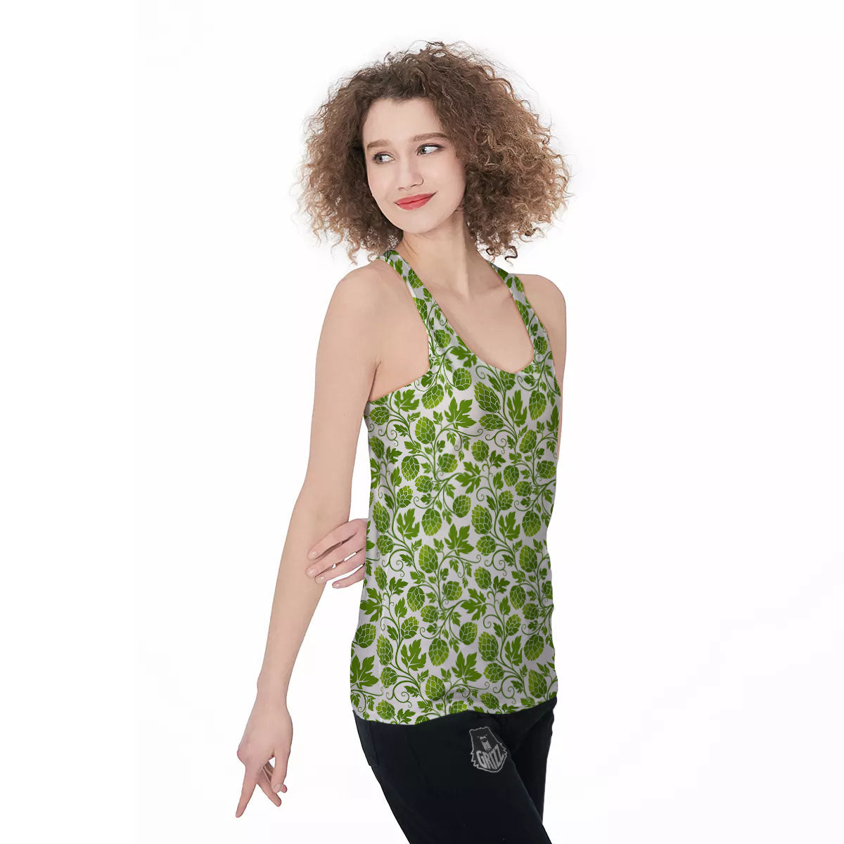 Hop Cone Cartoon Print Pattern Women's Racerback Tank Top-grizzshop