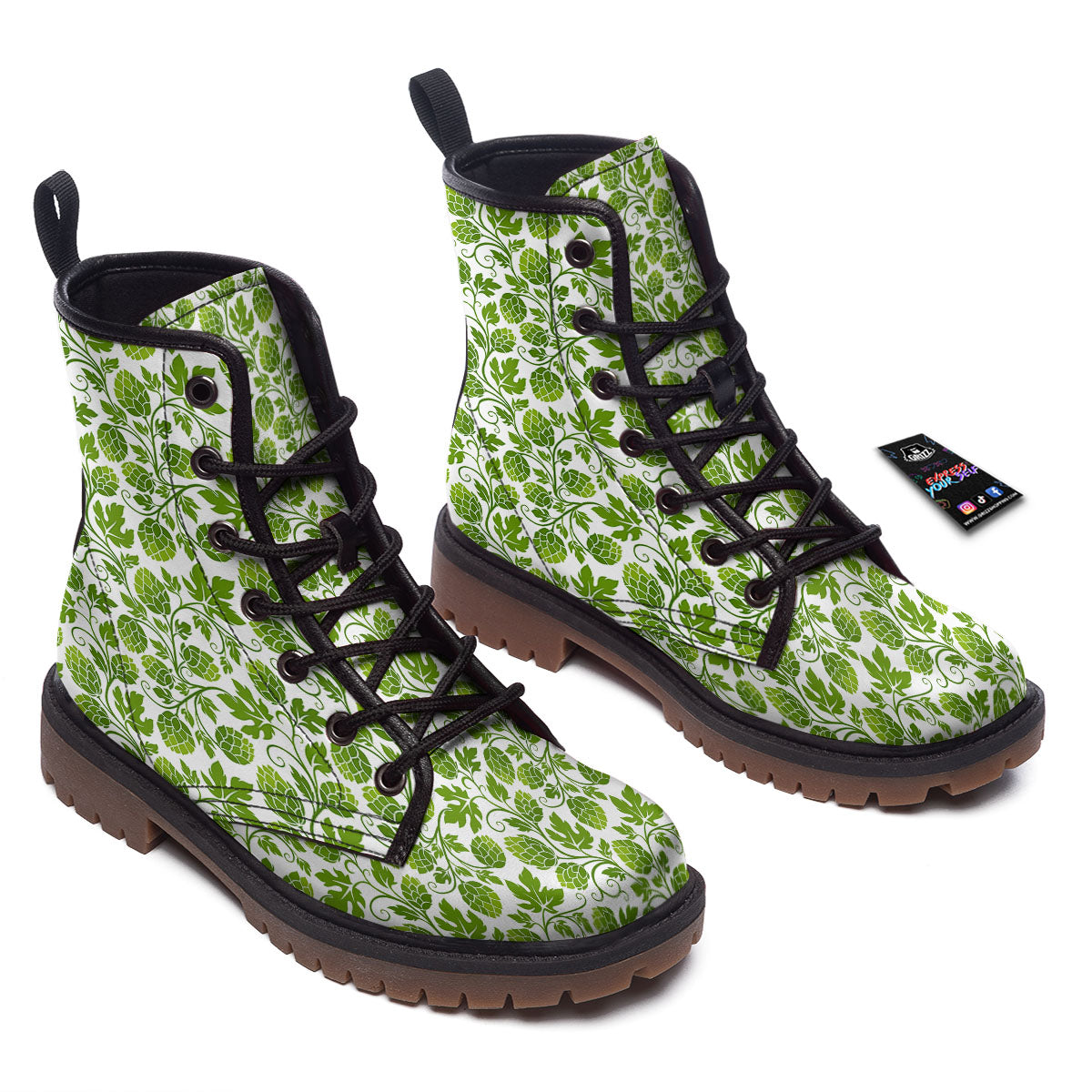 Hop Cone Cartoon Print Pattern Work Boots-grizzshop