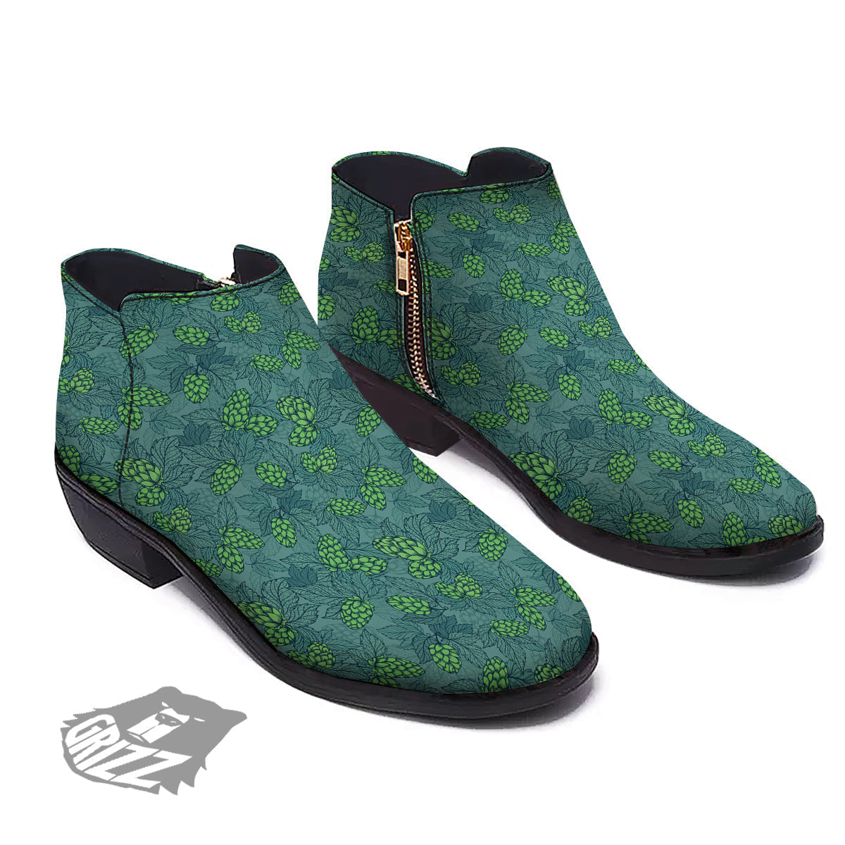 Hop Cone Cute Print Pattern Ankle Boots-grizzshop