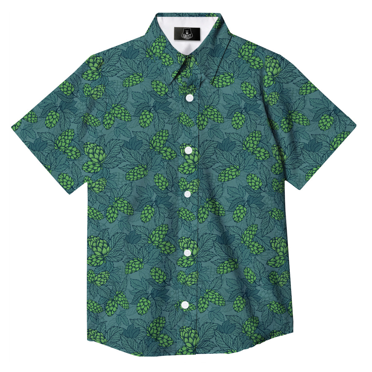 Hop Cone Cute Print Pattern Button Up Shirt-grizzshop