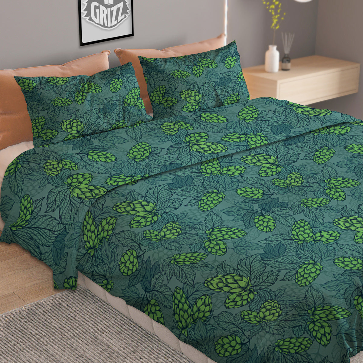 Hop Cone Cute Print Pattern Duvet Cover Bedding Set