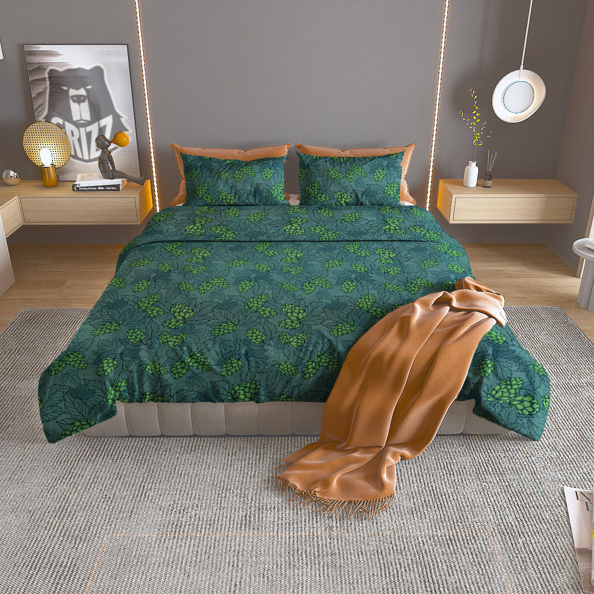 Hop Cone Cute Print Pattern Duvet Cover Bedding Set