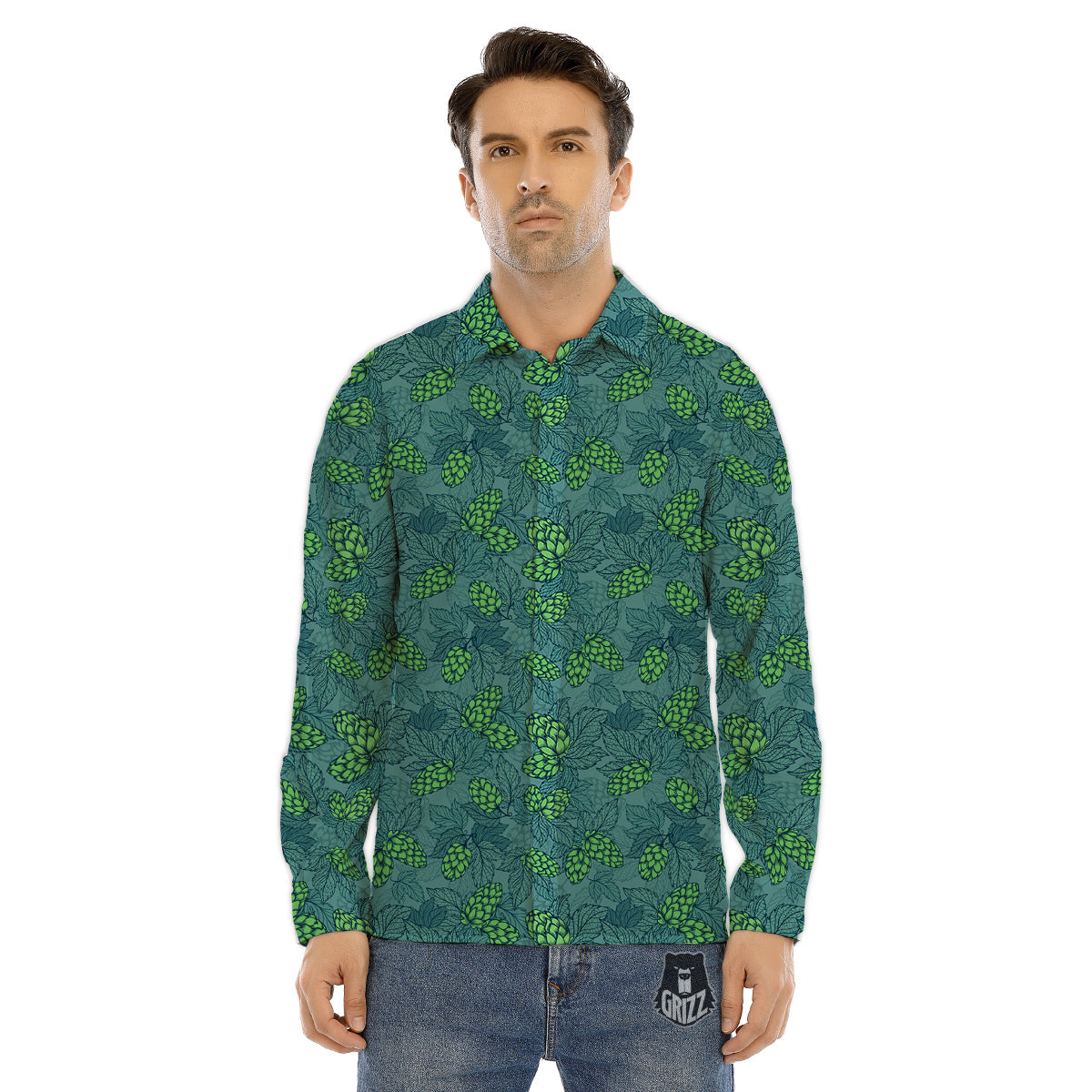 Hop Cone Cute Print Pattern Men's Dress Shirts-grizzshop
