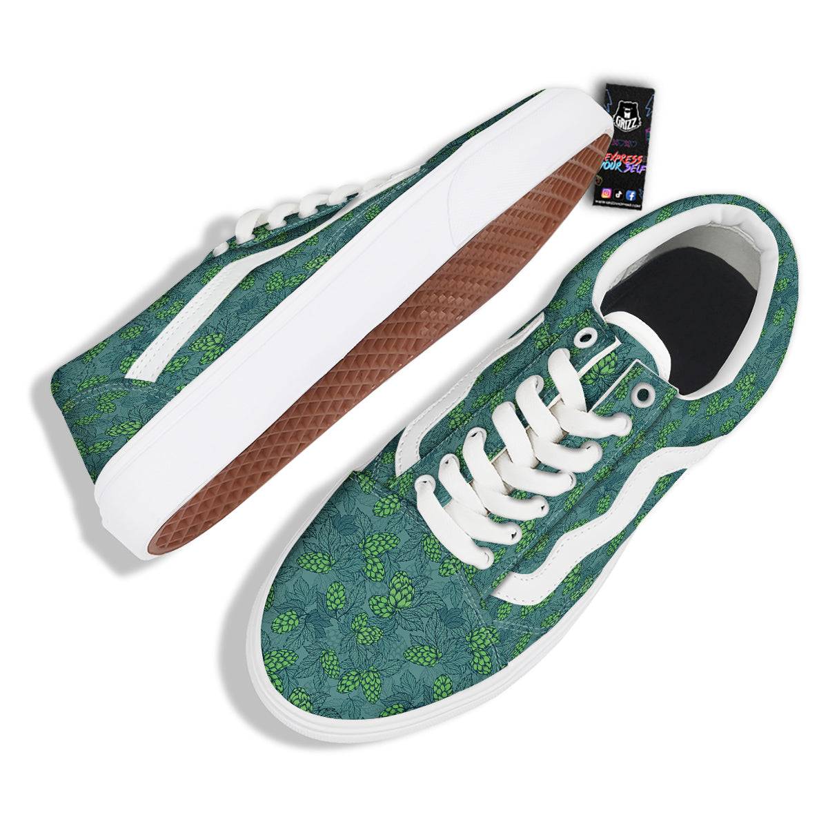 Hop Cone Cute Print Pattern Skate Shoes-grizzshop