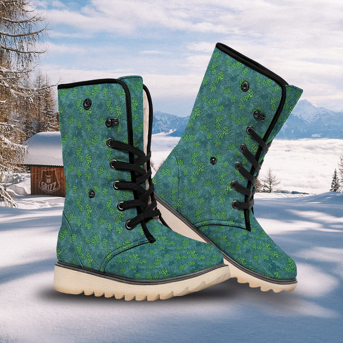 Hop Cone Cute Print Pattern Snow Boots-grizzshop
