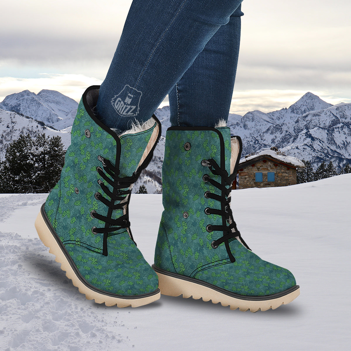 Hop Cone Cute Print Pattern Snow Boots-grizzshop