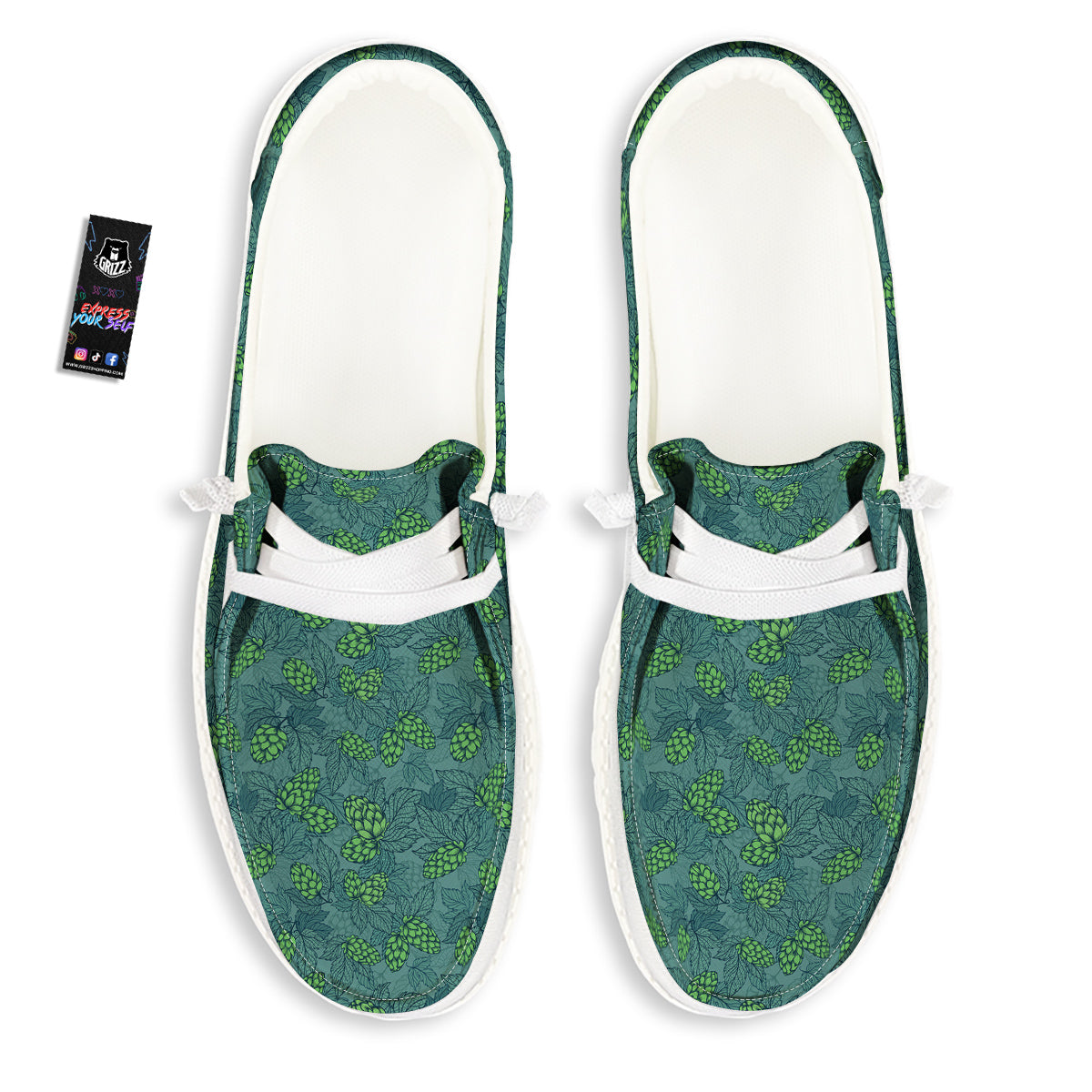 Hop Cone Cute Print Pattern White Loafers-grizzshop