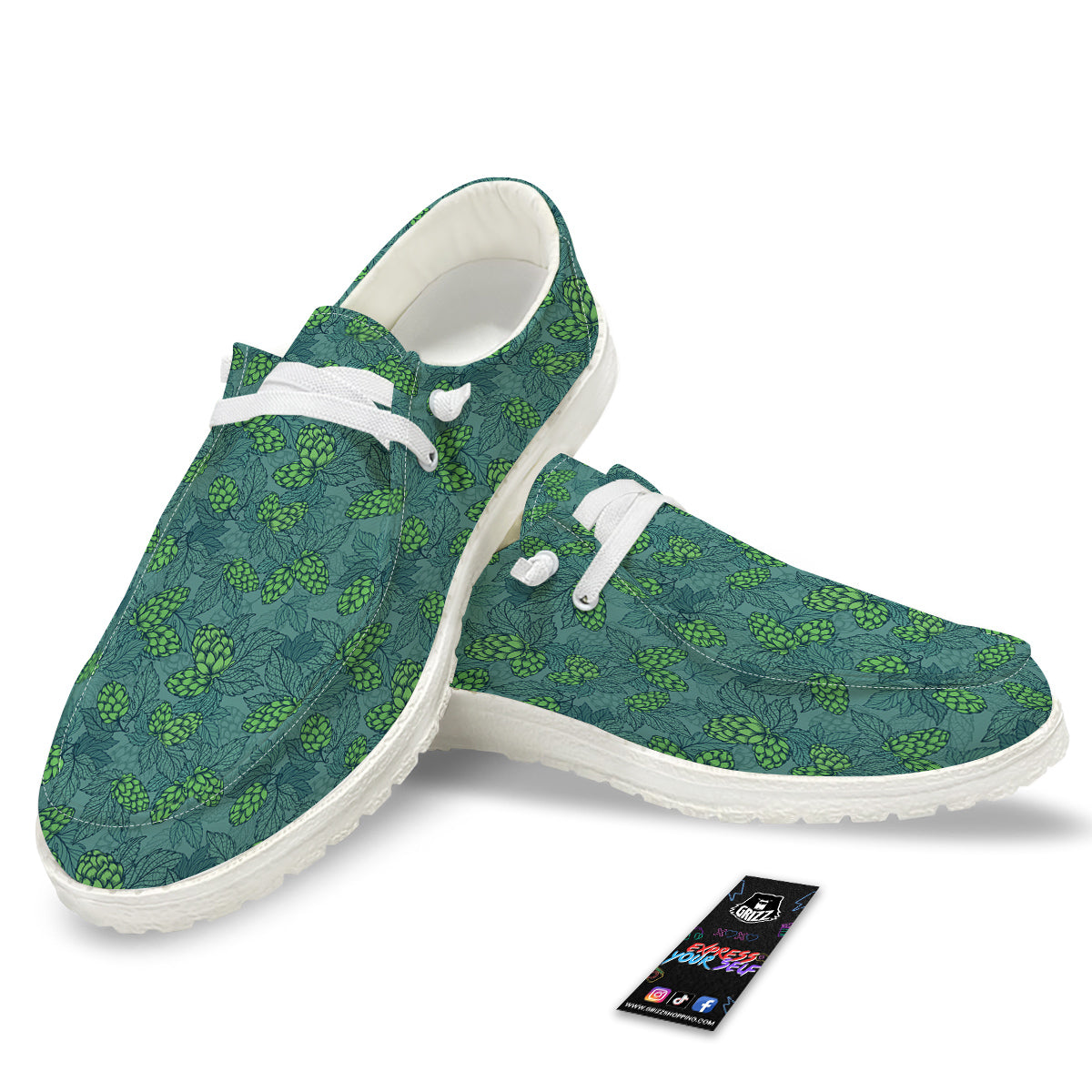 Hop Cone Cute Print Pattern White Loafers-grizzshop