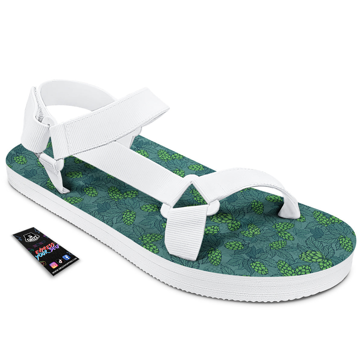 Hop Cone Cute Print Pattern White Open Toe Sandals-grizzshop