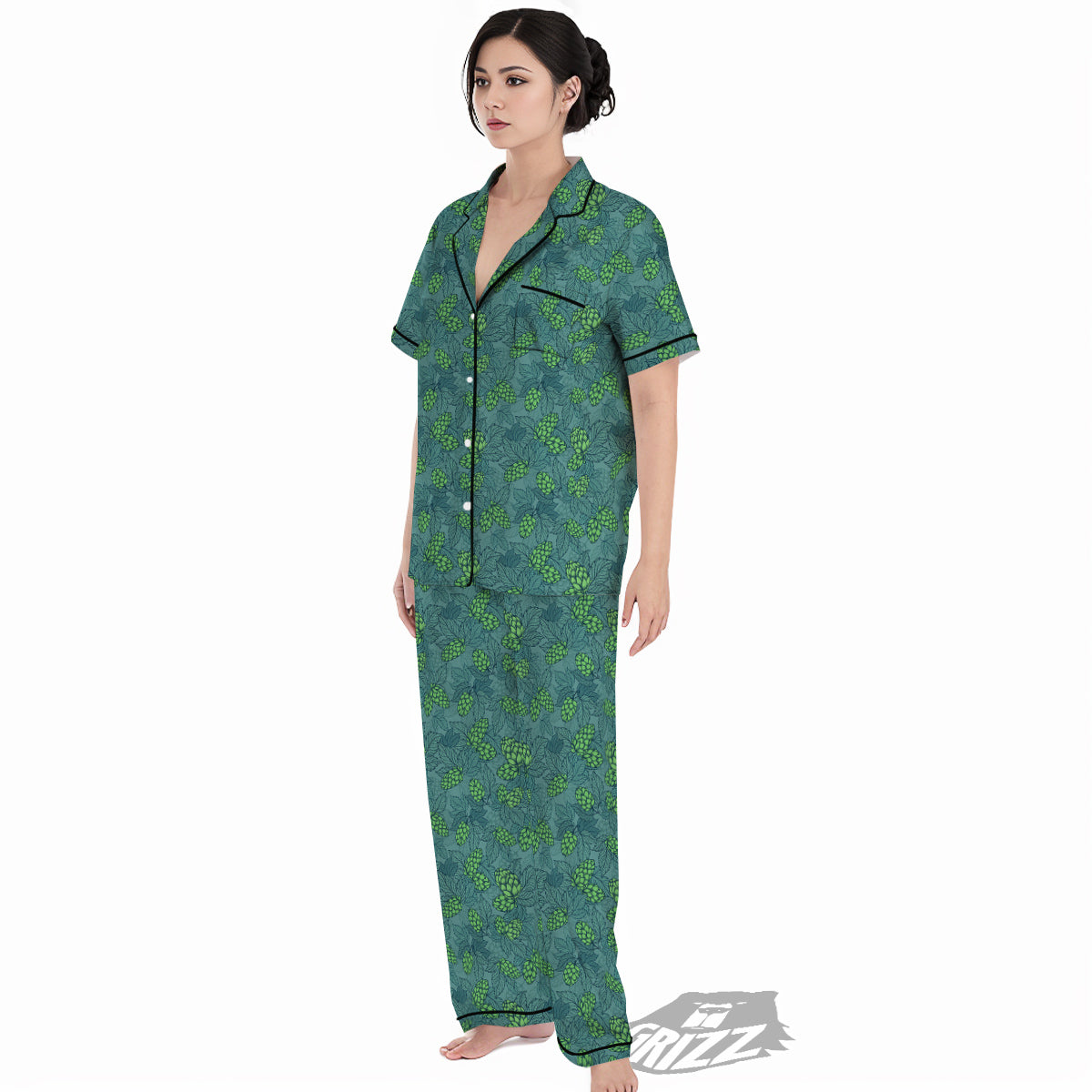 Hop Cone Cute Print Pattern Women's Pajamas Set-grizzshop