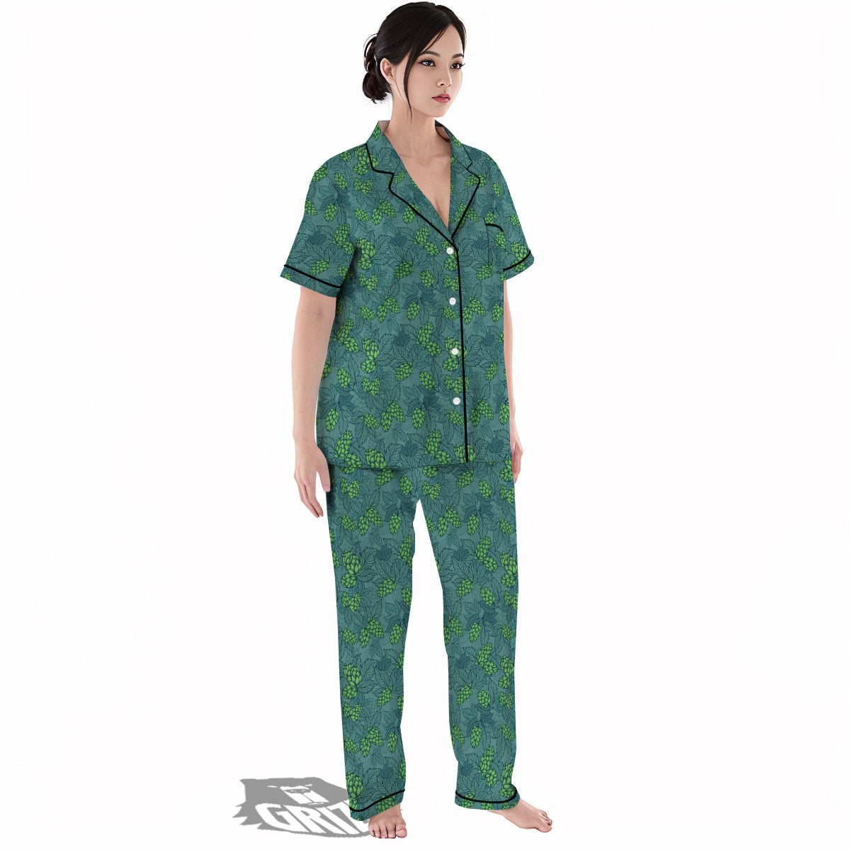 Hop Cone Cute Print Pattern Women's Pajamas Set-grizzshop