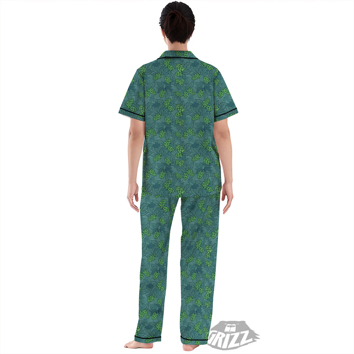 Hop Cone Cute Print Pattern Women's Pajamas Set-grizzshop