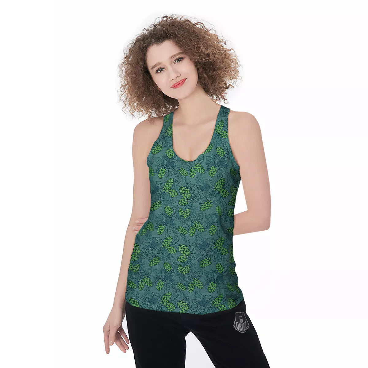 Hop Cone Cute Print Pattern Women's Racerback Tank Top-grizzshop