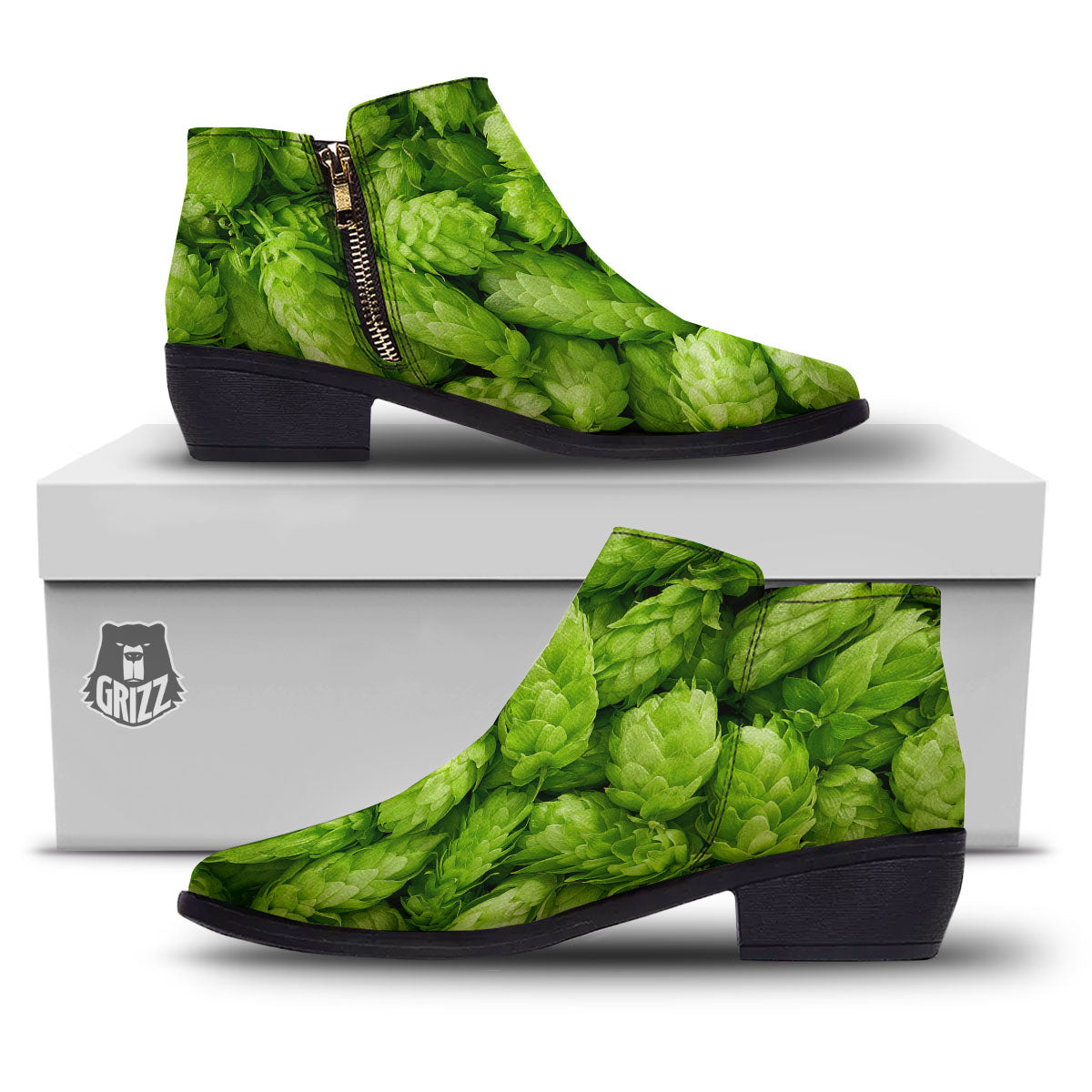 Hop Cone Fresh Print Ankle Boots-grizzshop