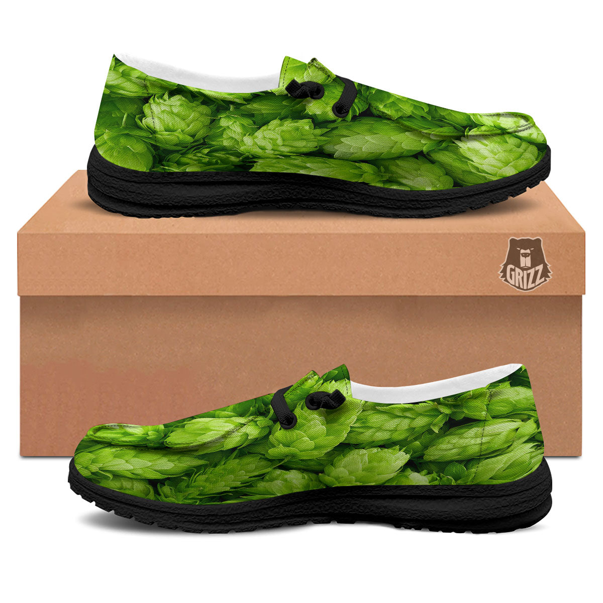 Hop Cone Fresh Print Black Loafers-grizzshop