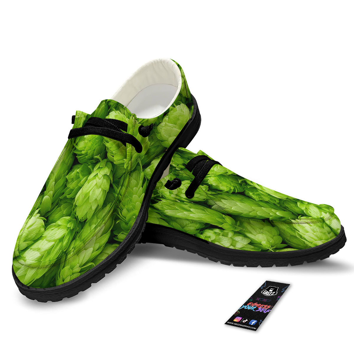 Hop Cone Fresh Print Black Loafers-grizzshop