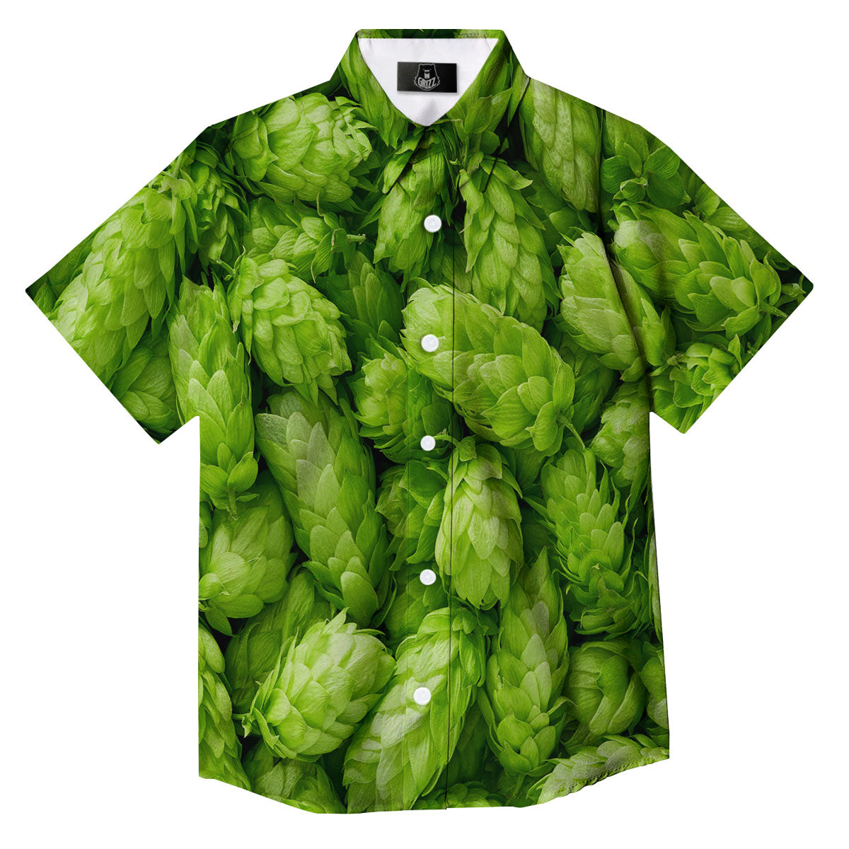 Hop Cone Fresh Print Button Up Shirt-grizzshop