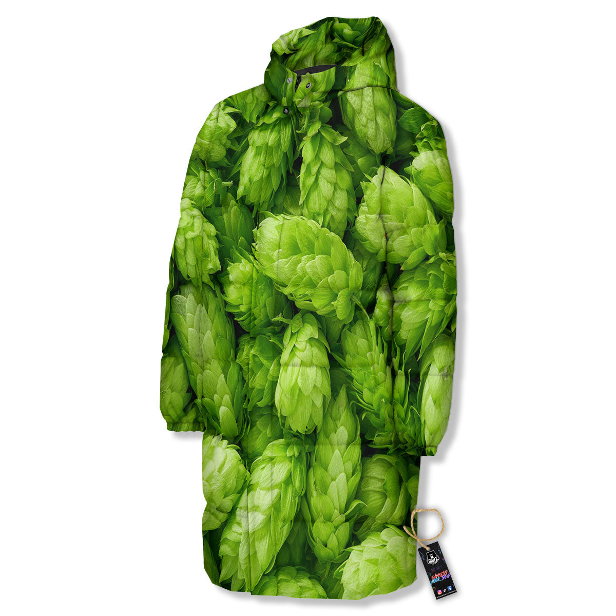 Hop Cone Fresh Print Long Down Jacket-grizzshop
