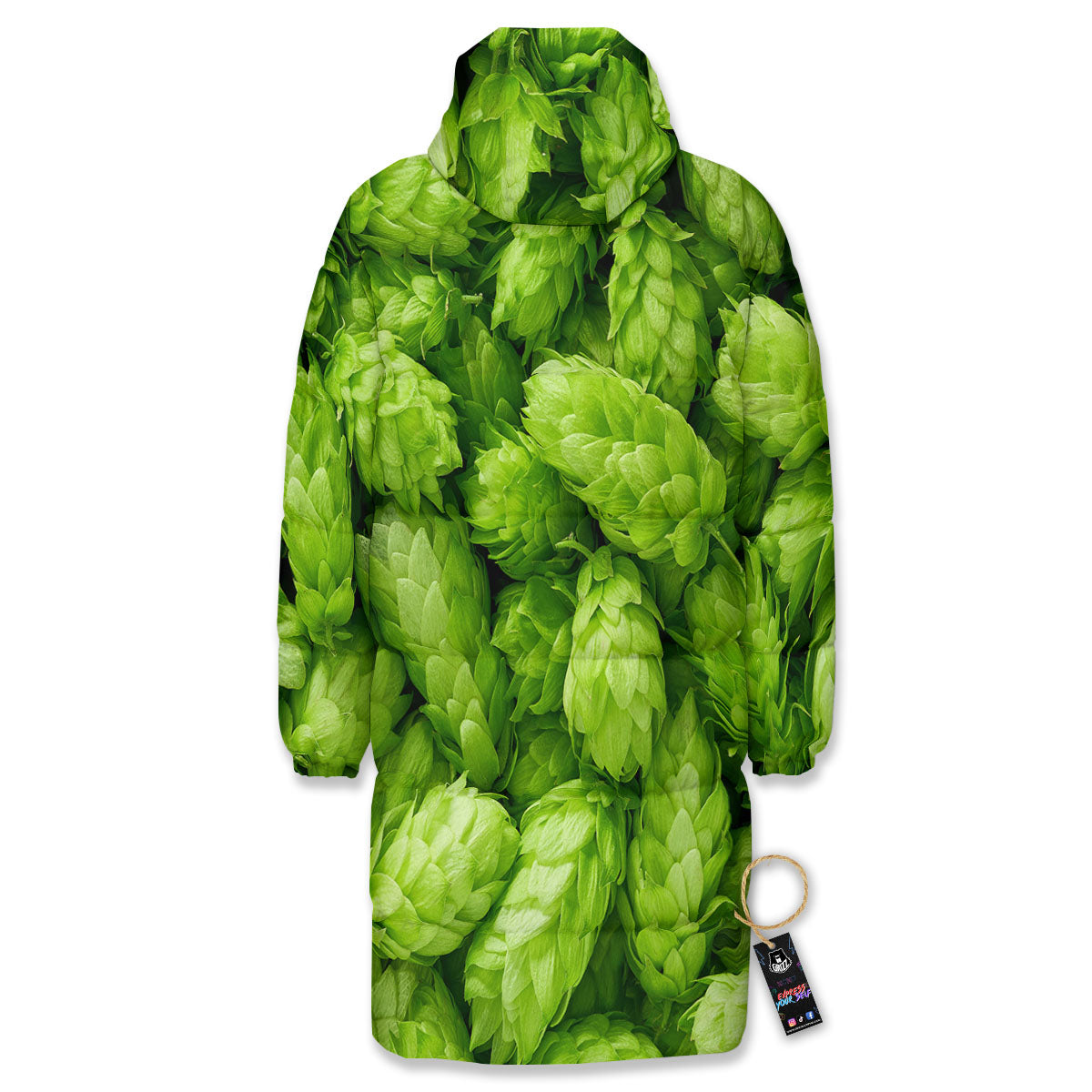 Hop Cone Fresh Print Long Down Jacket-grizzshop