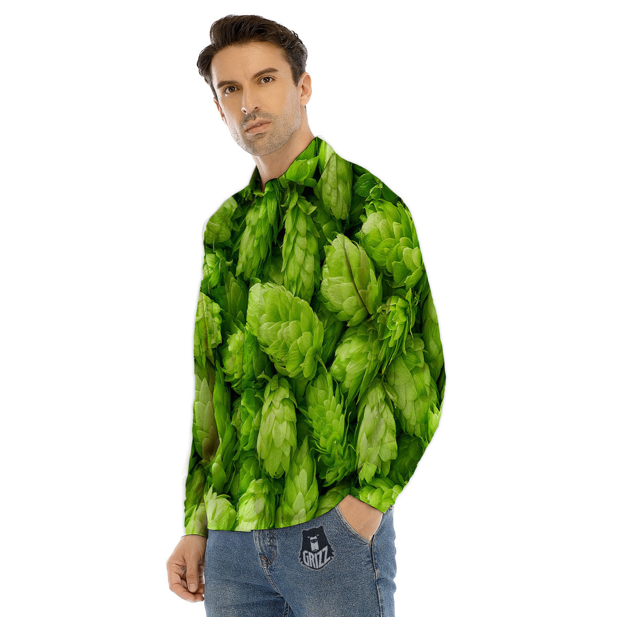 Hop Cone Fresh Print Men's Dress Shirts-grizzshop