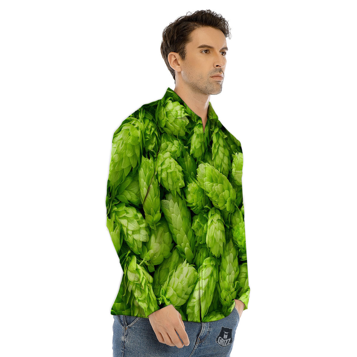 Hop Cone Fresh Print Men's Dress Shirts-grizzshop