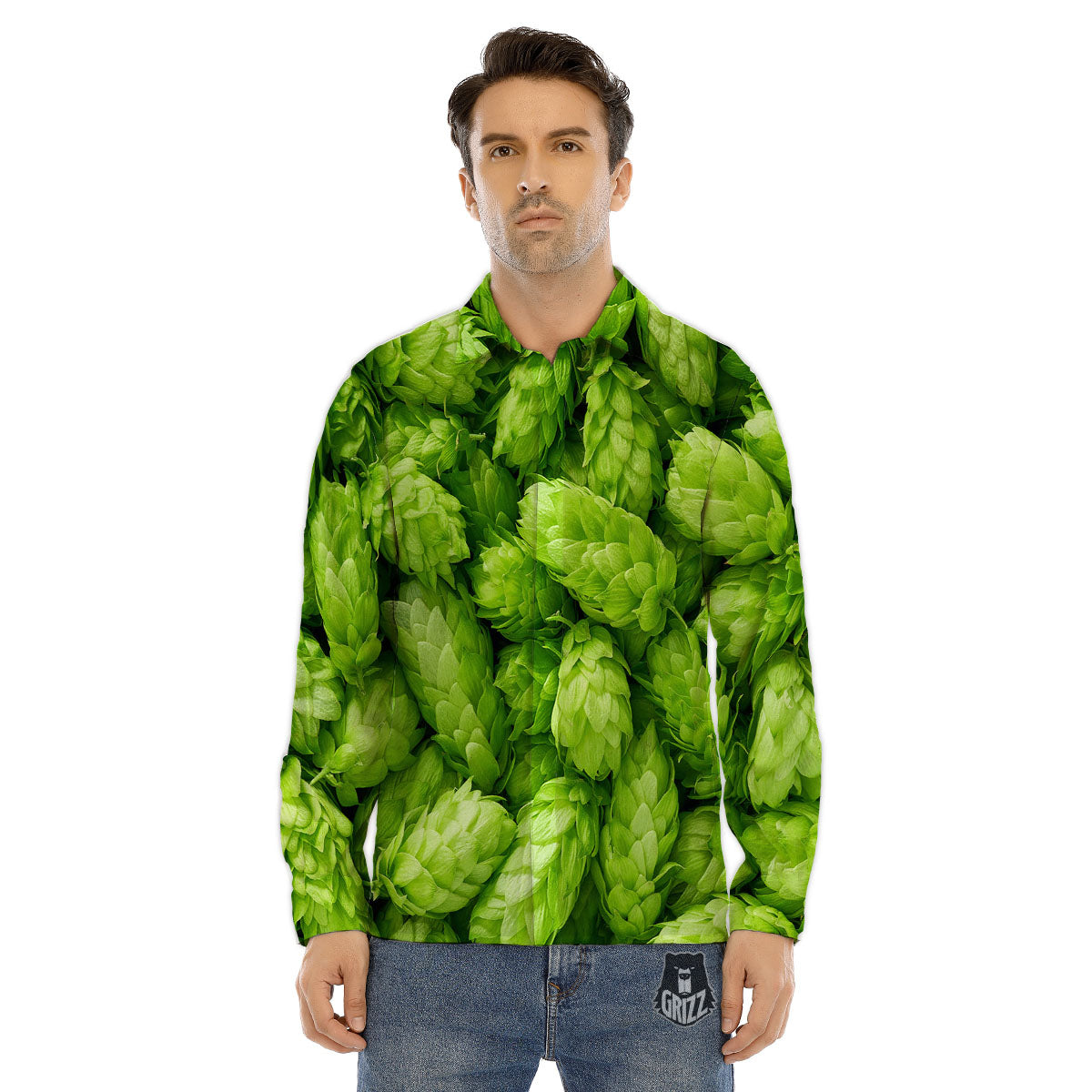 Hop Cone Fresh Print Men's Dress Shirts-grizzshop