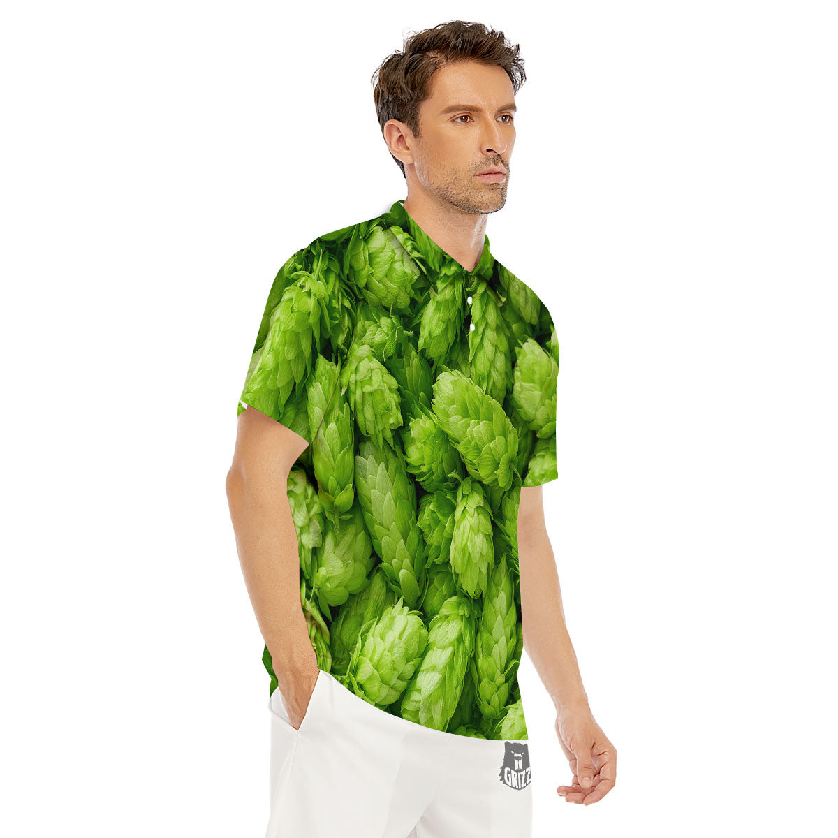Hop Cone Fresh Print Men's Golf Shirts-grizzshop